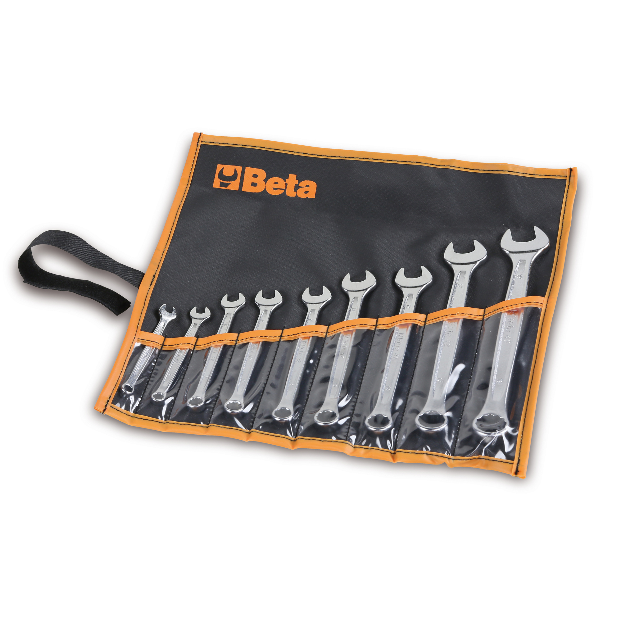 Beta 42/B9N Set of 9 12-Point 15° Offset Combination Wrenches in Tool Roll, Metric, 6mm-19mm